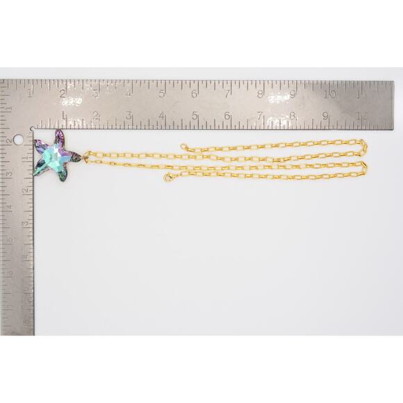 Vintage Crystal Starfish Necklace Pendant Sparkling Purple Aurora Borealis Bin1 - Picture 12 of 12